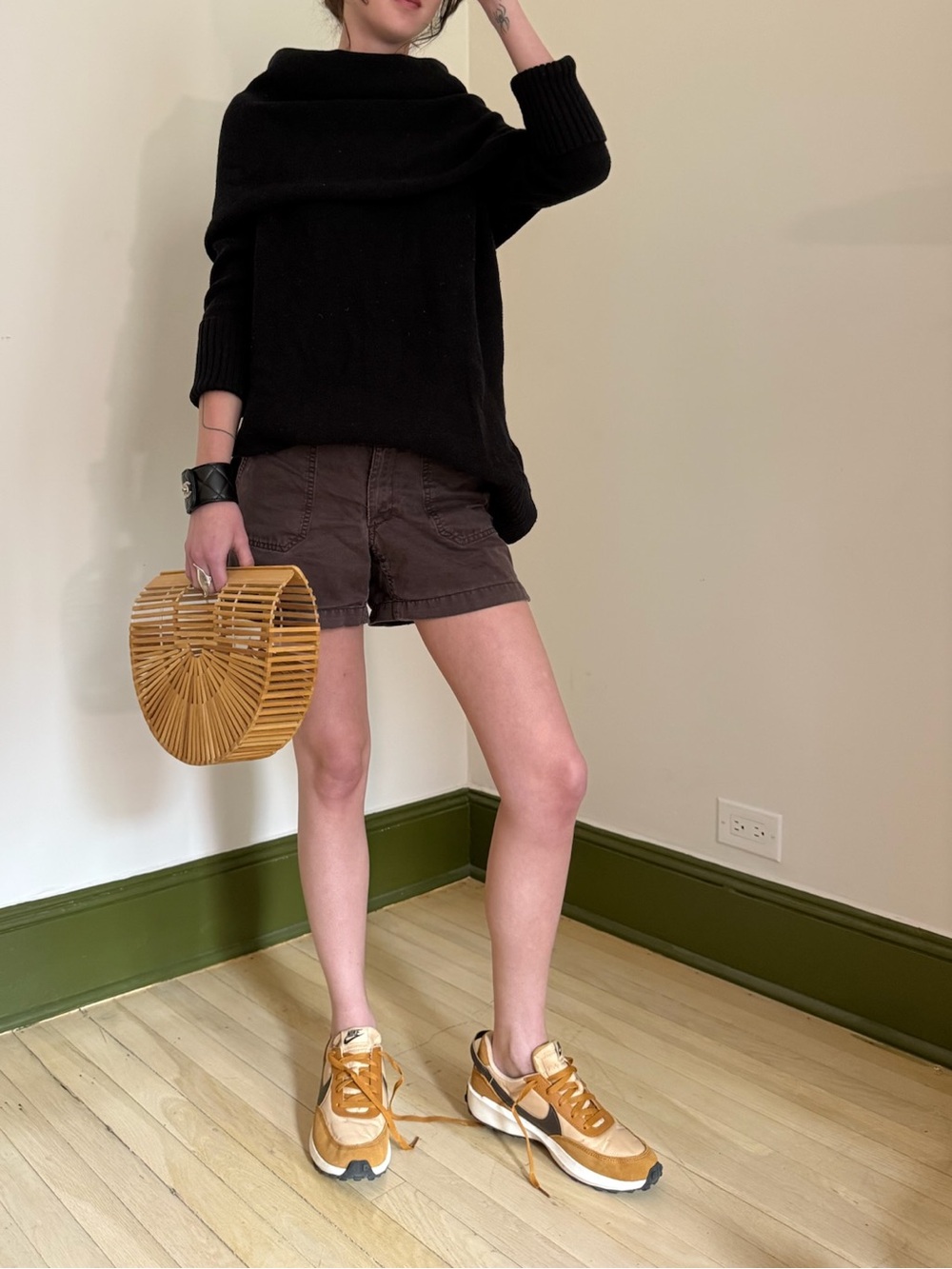 Nike Tan and Black Retro Runner Sneakers